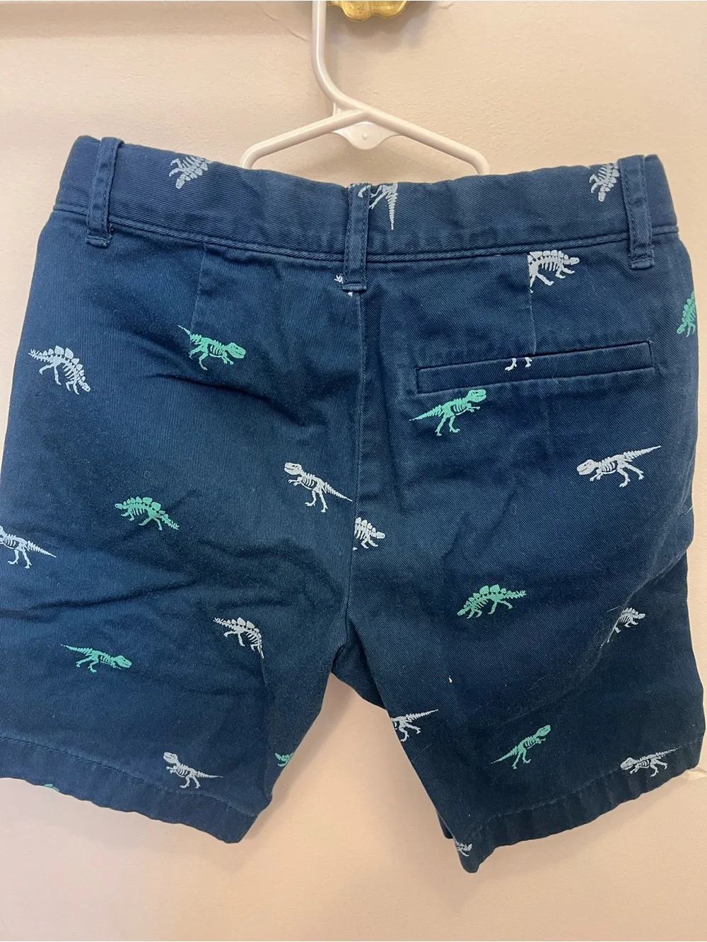 Crewcuts Navy Shorts with Green & White Dinosaur Motifs